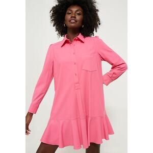 TUCKERNUCK Hot Pink Crepe Callahan Shirt Dress Size L NWT Retail $148 Tuckernuck